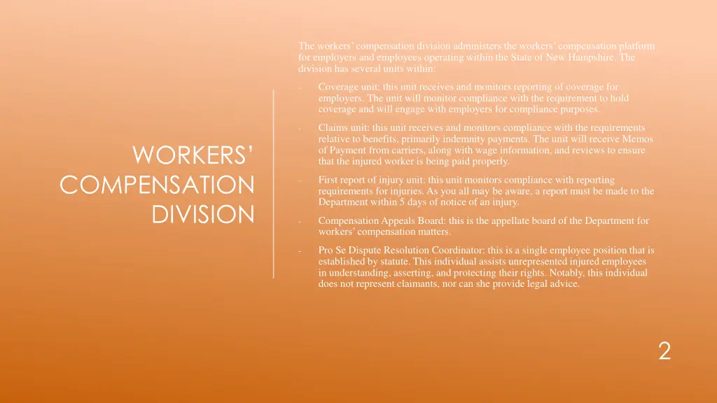 the workers compensation division administers