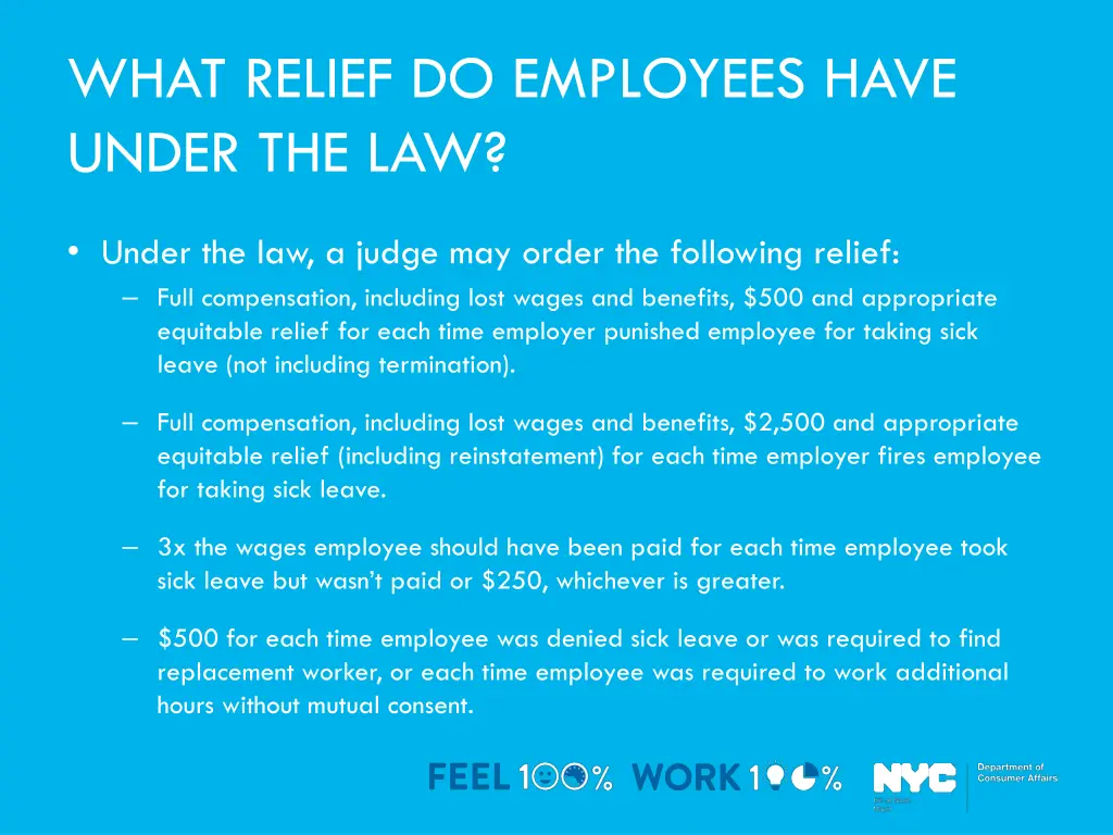 what relief do employees have under the law