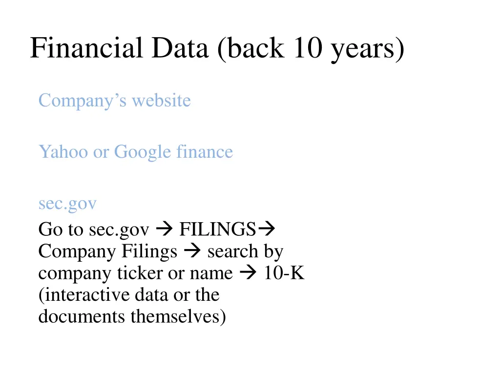 financial data back 10 years