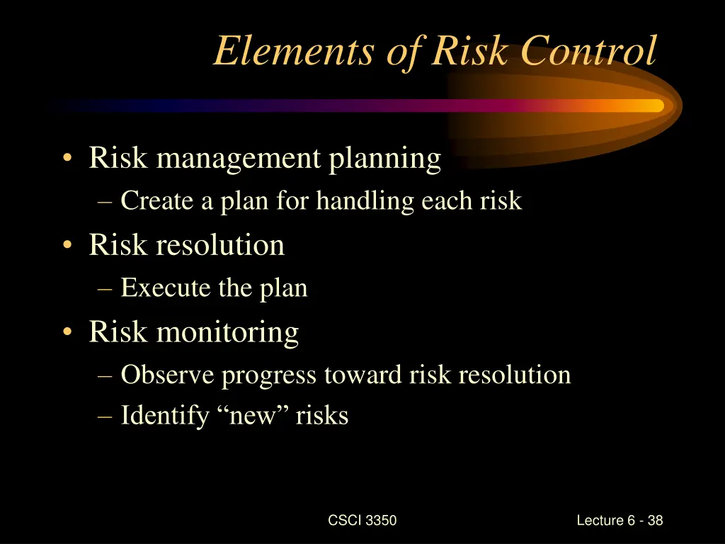 elements of risk control