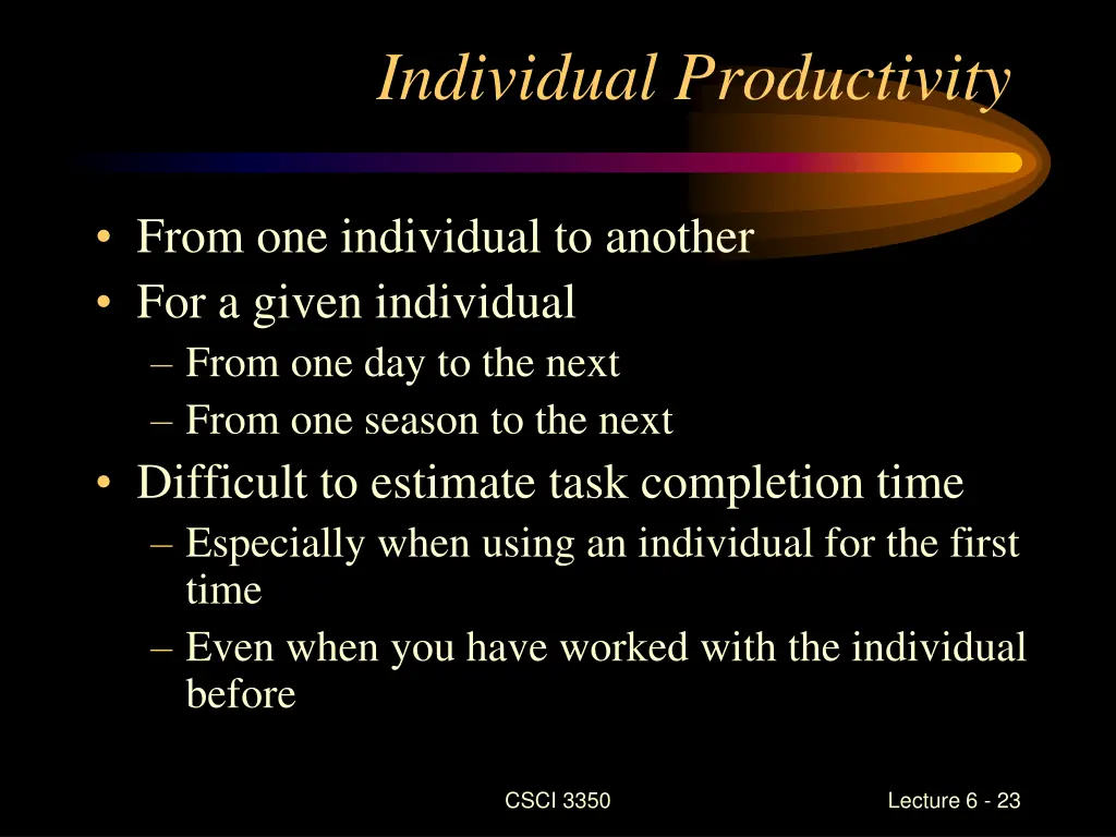individual productivity