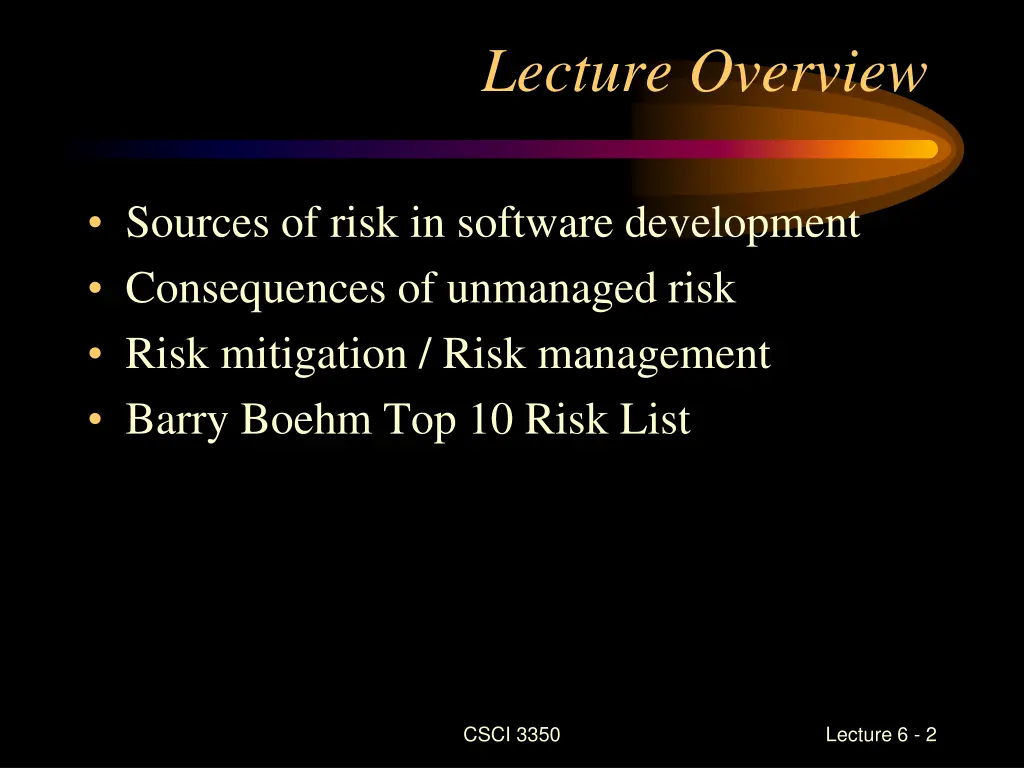lecture overview