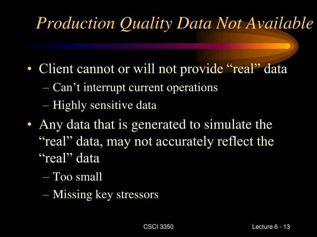 production quality data not available