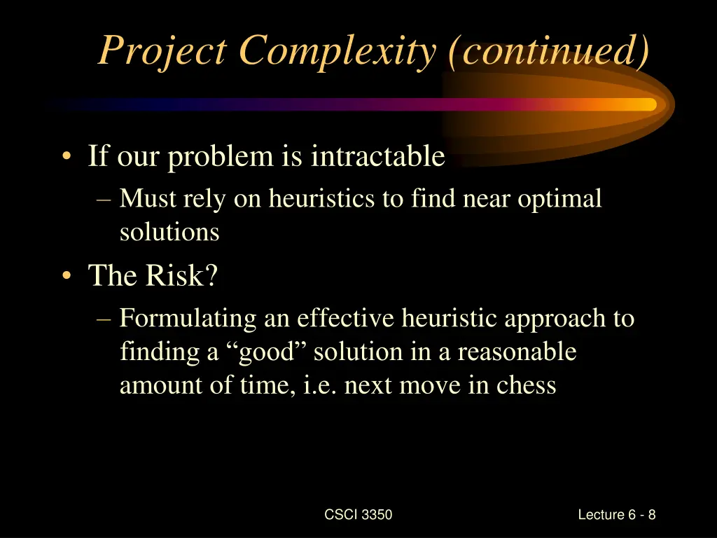 project complexity continued