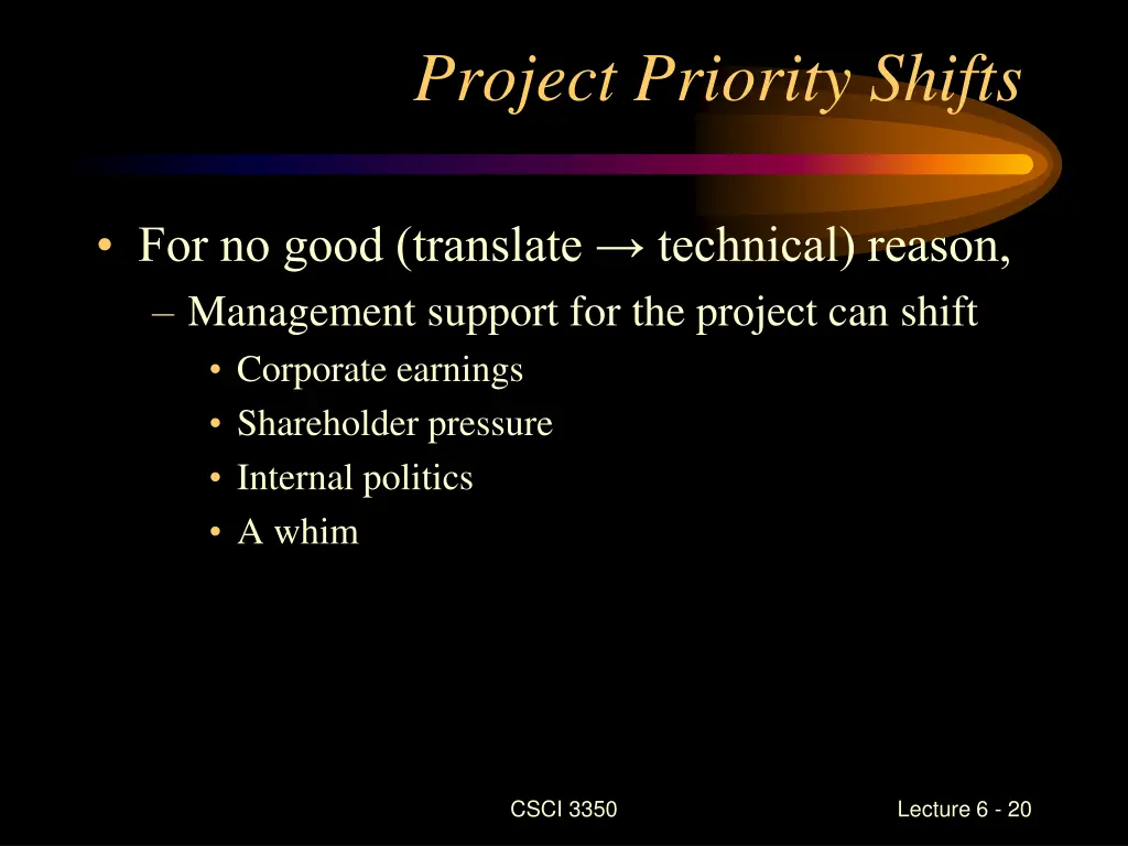 project priority shifts