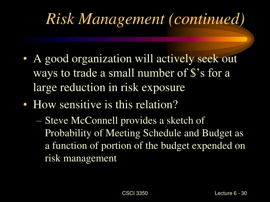 risk management continued