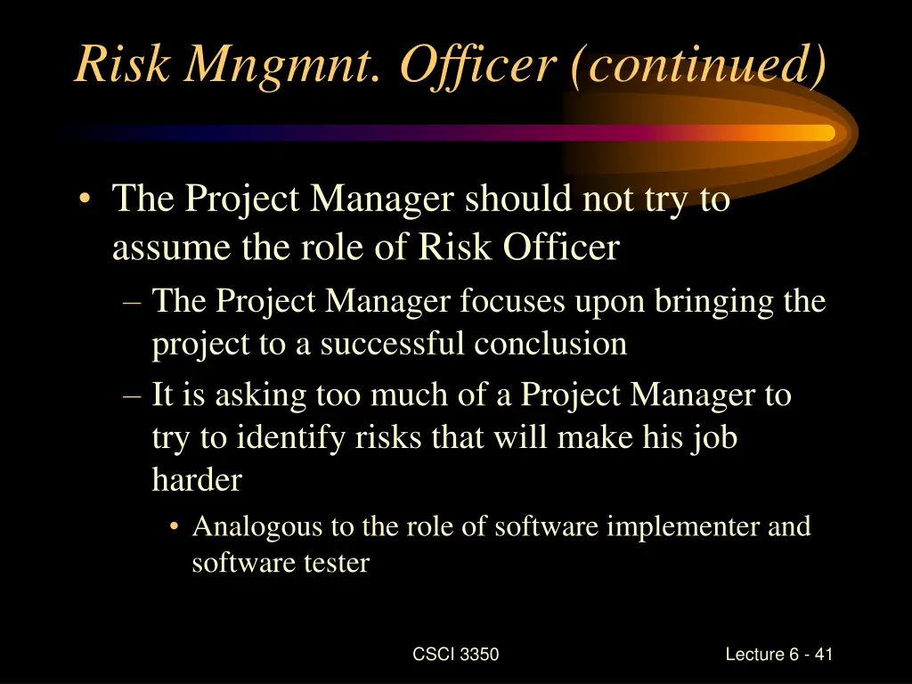 risk mngmnt officer continued