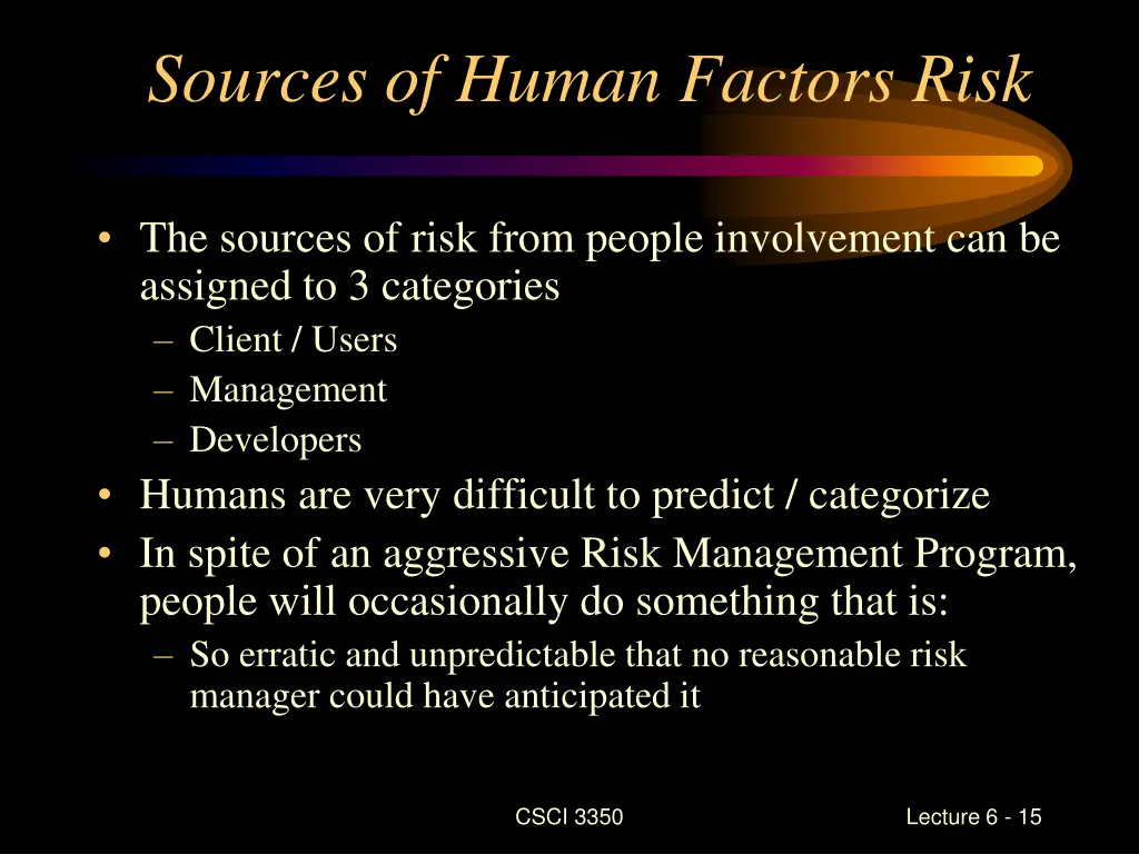 sources of human factors risk