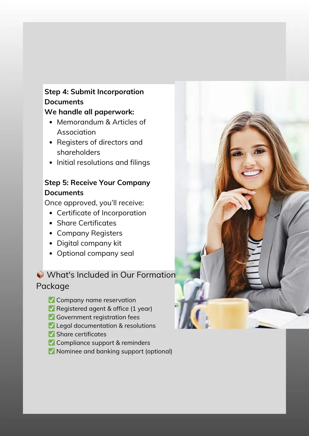 step 4 submit incorporation documents we handle 1
