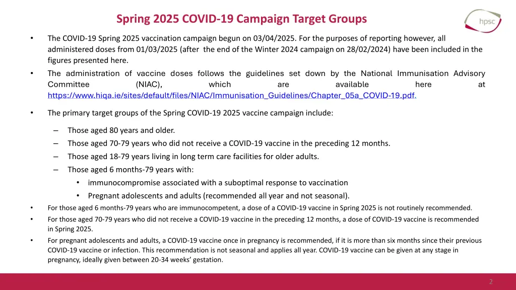spring 2025 covid 19 campaign target groups