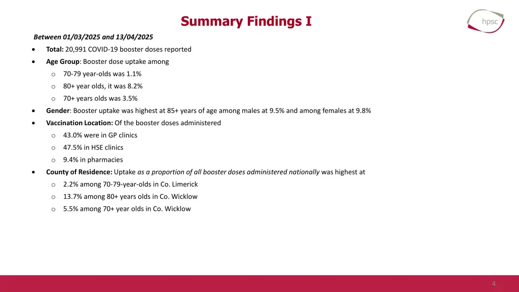 summary findings i