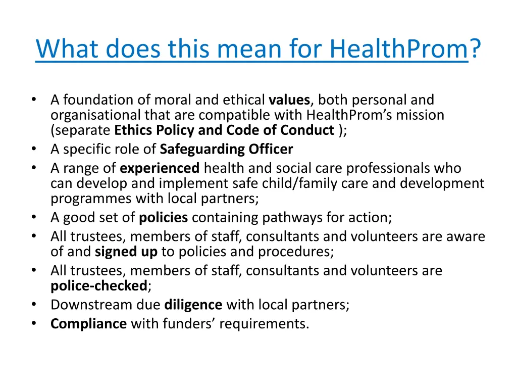 what does this mean for healthprom