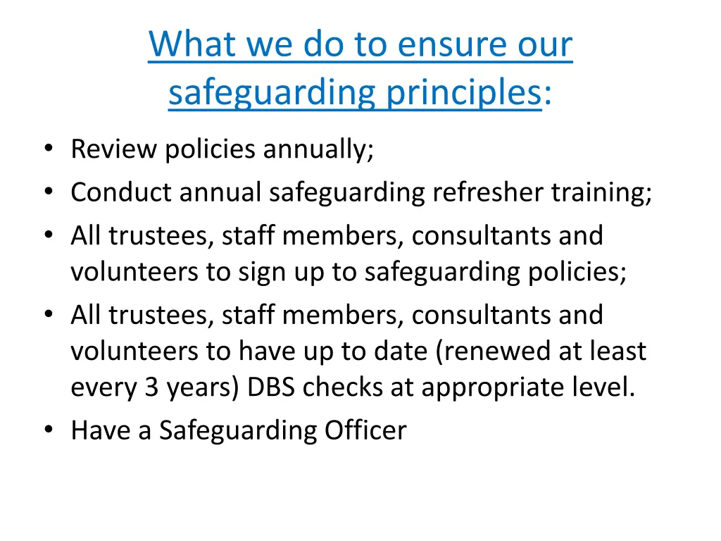 what we do to ensure our safeguarding principles