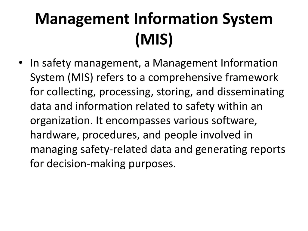 management information system mis 1