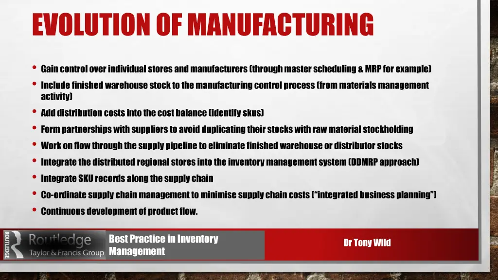 evolution of manufacturing