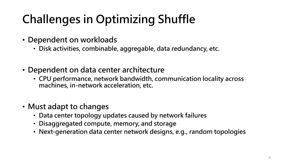 challenges in optimizing shuffle