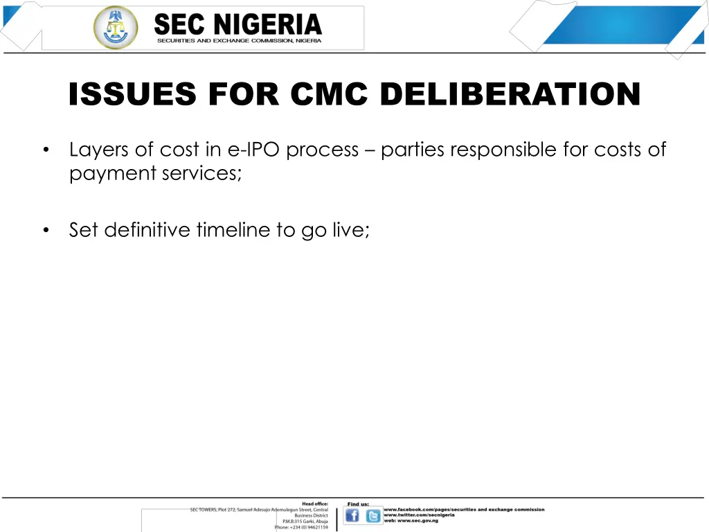 issues for cmc deliberation