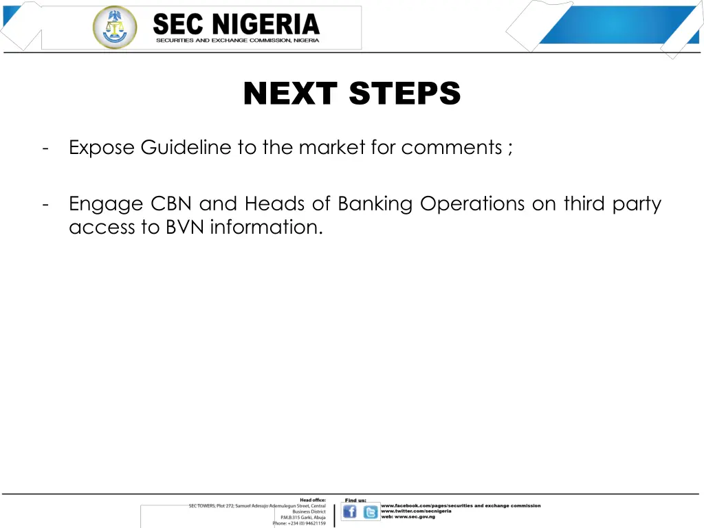 next steps