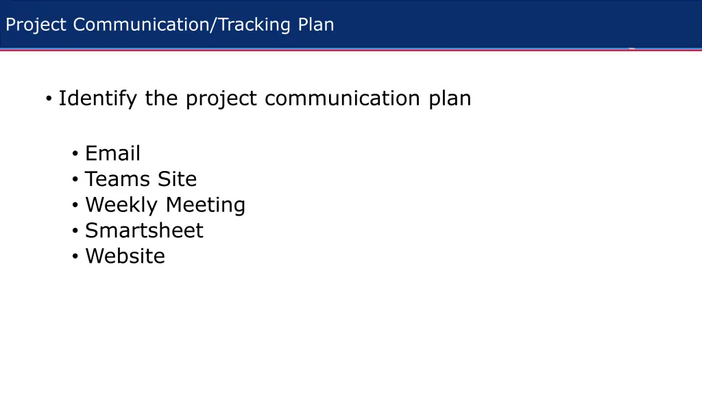 project communication tracking plan
