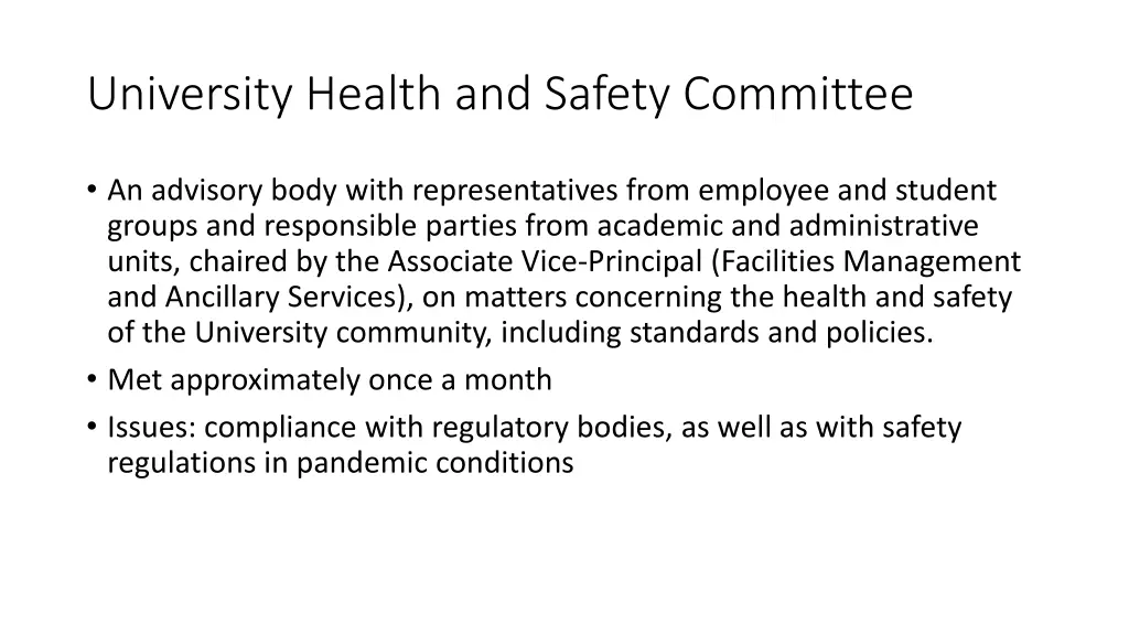 university health and safety committee