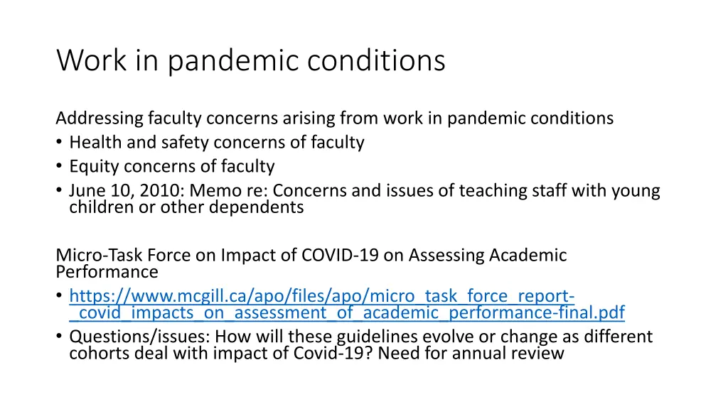 work in pandemic conditions