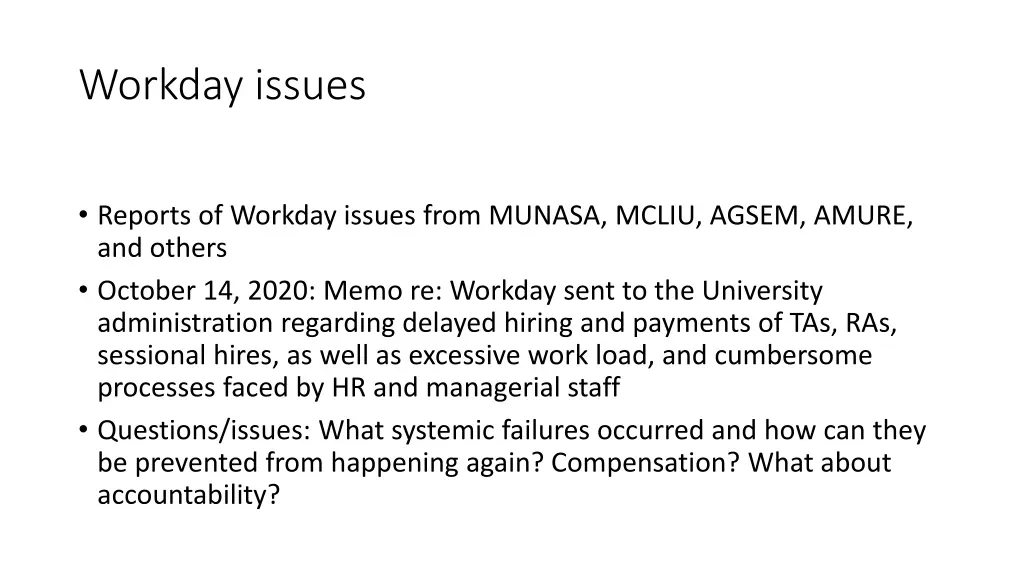 workday issues