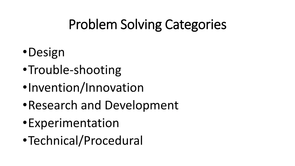 problem solving categories problem solving