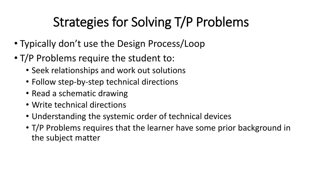 strategies for solving t p problems strategies