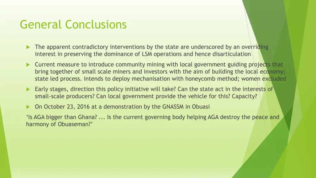 general conclusions