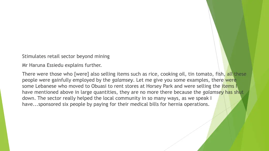 stimulates retail sector beyond mining