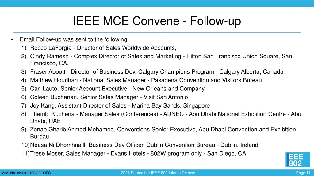ieee mce convene follow up