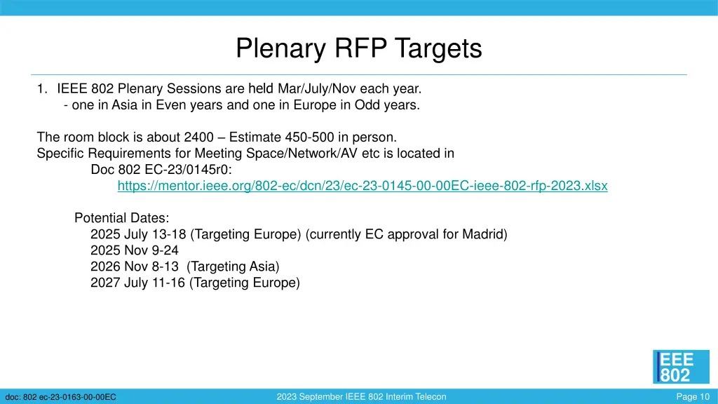 plenary rfp targets