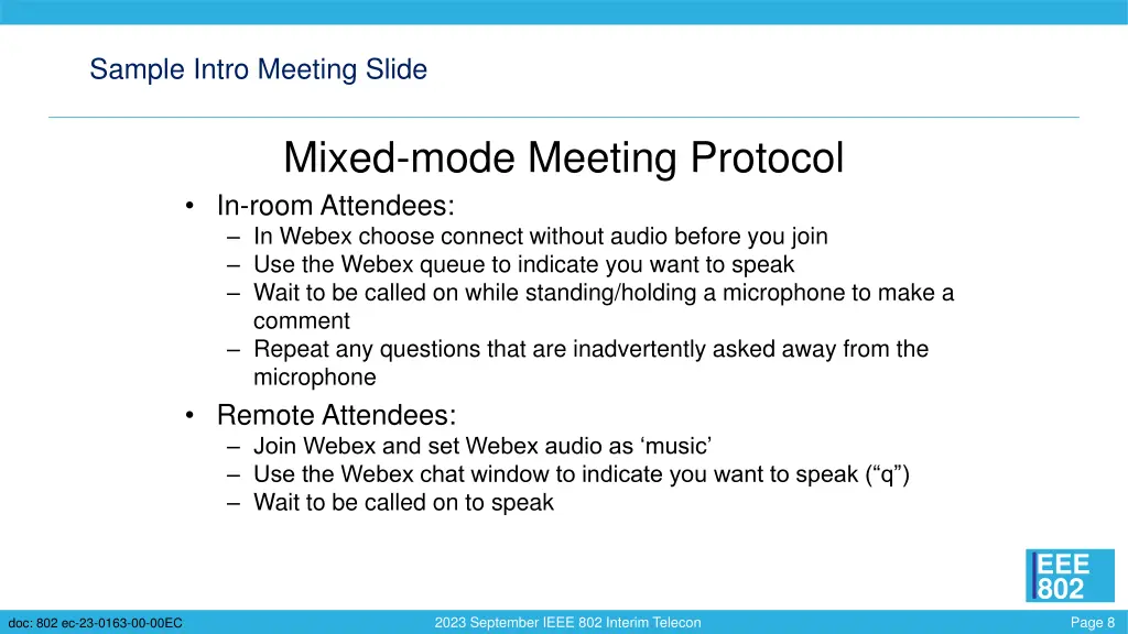 sample intro meeting slide