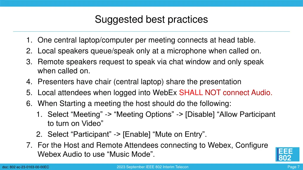 suggested best practices
