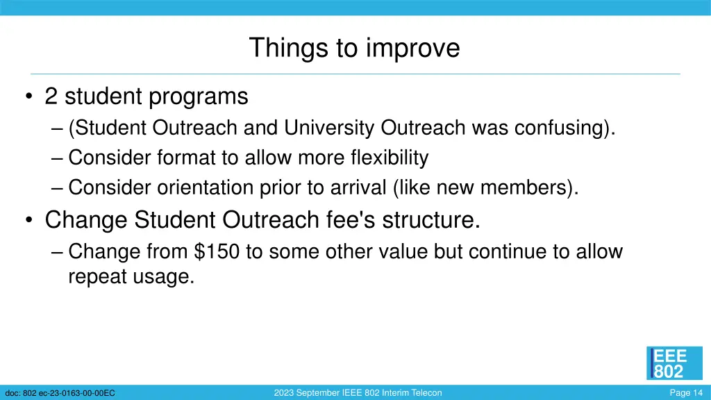 things to improve