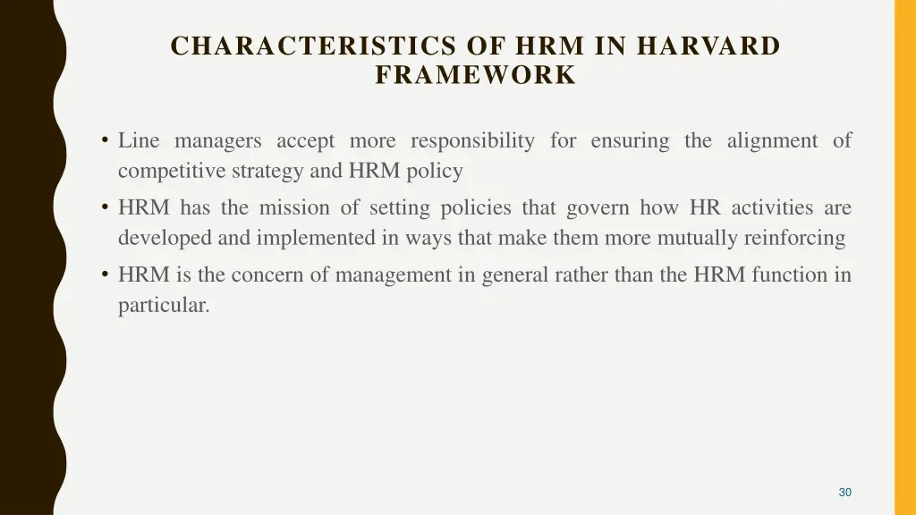 characteristics of hrm in harvard framework