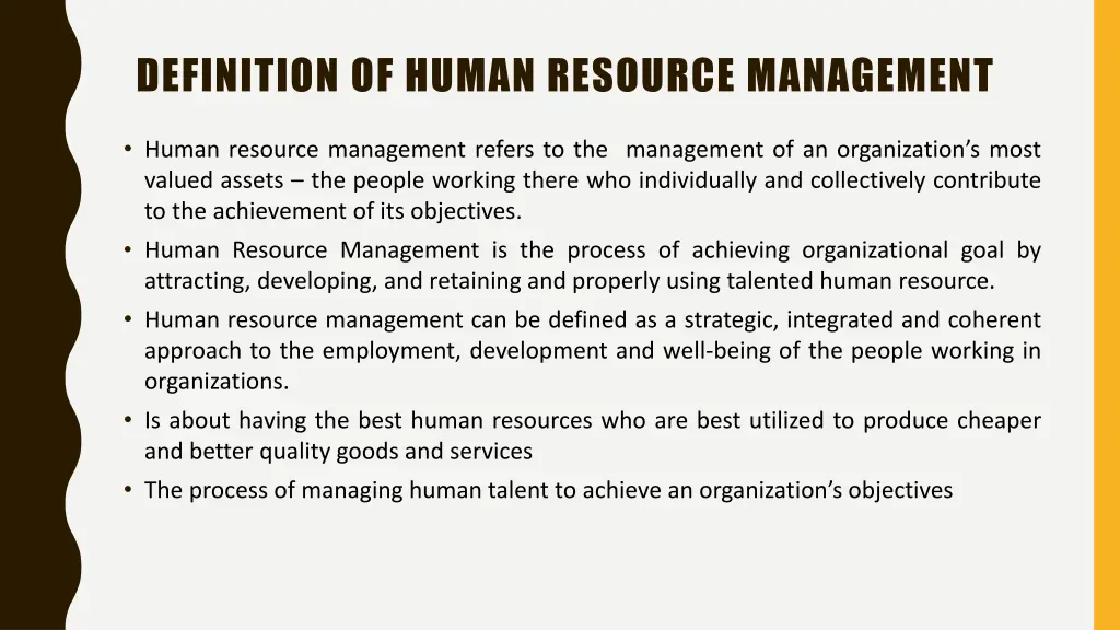 definition of human resource management