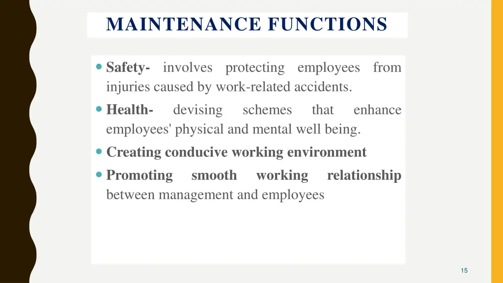 maintenance functions