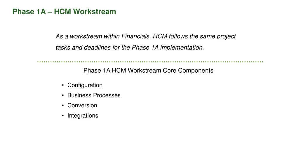 phase 1a hcm workstream