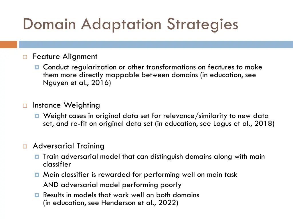 domain adaptation strategies