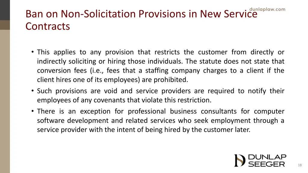 ban on non solicitation provisions in new service 1