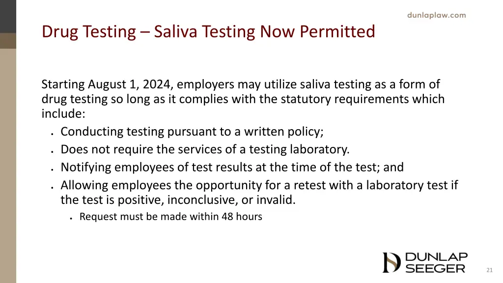 drug testing saliva testing now permitted
