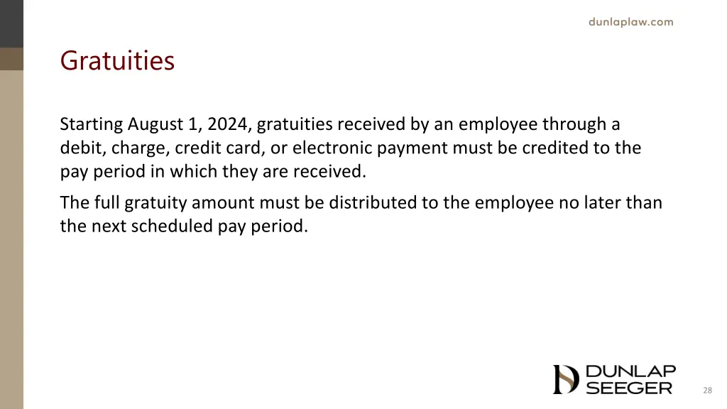 gratuities