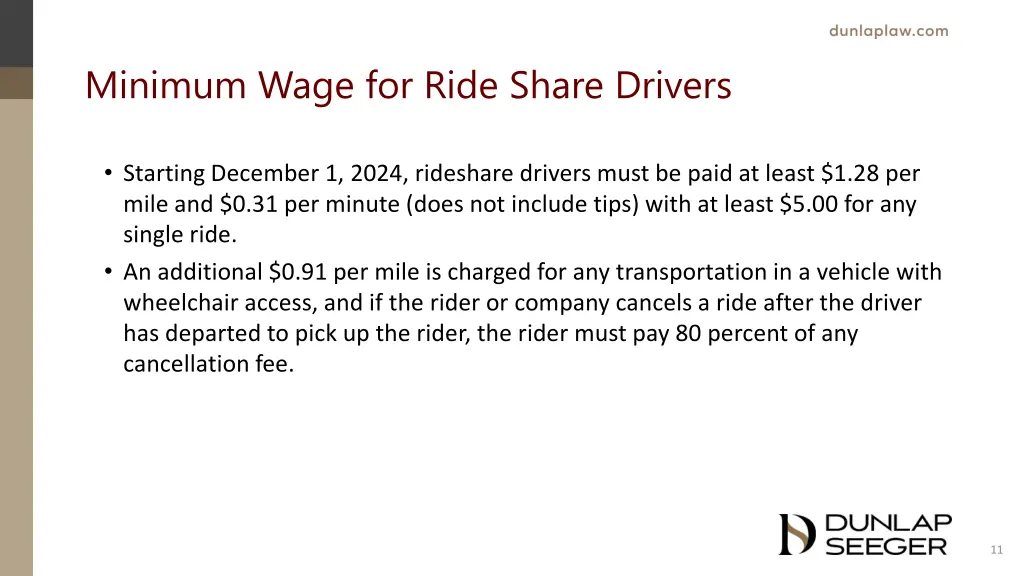 minimum wage for ride share drivers