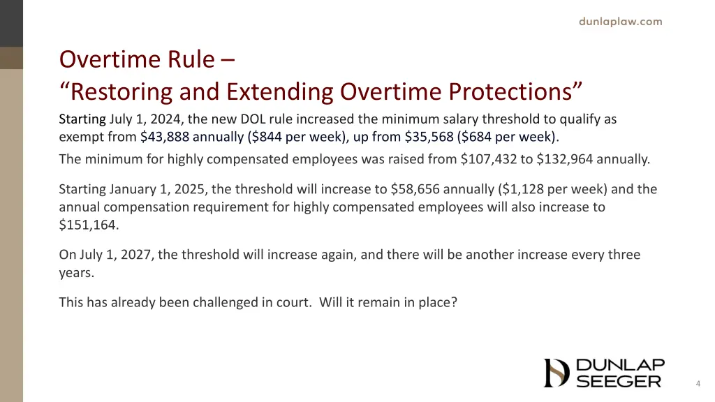 overtime rule restoring and extending overtime