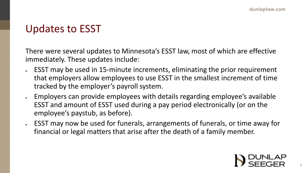 updates to esst