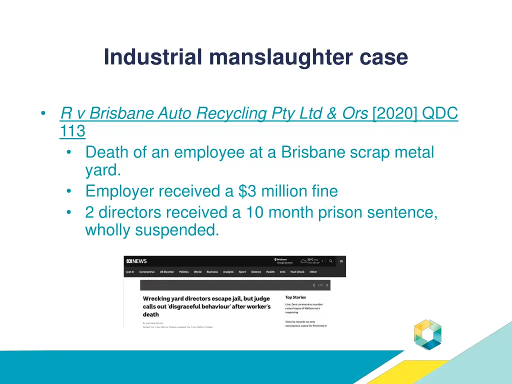 industrial manslaughter case