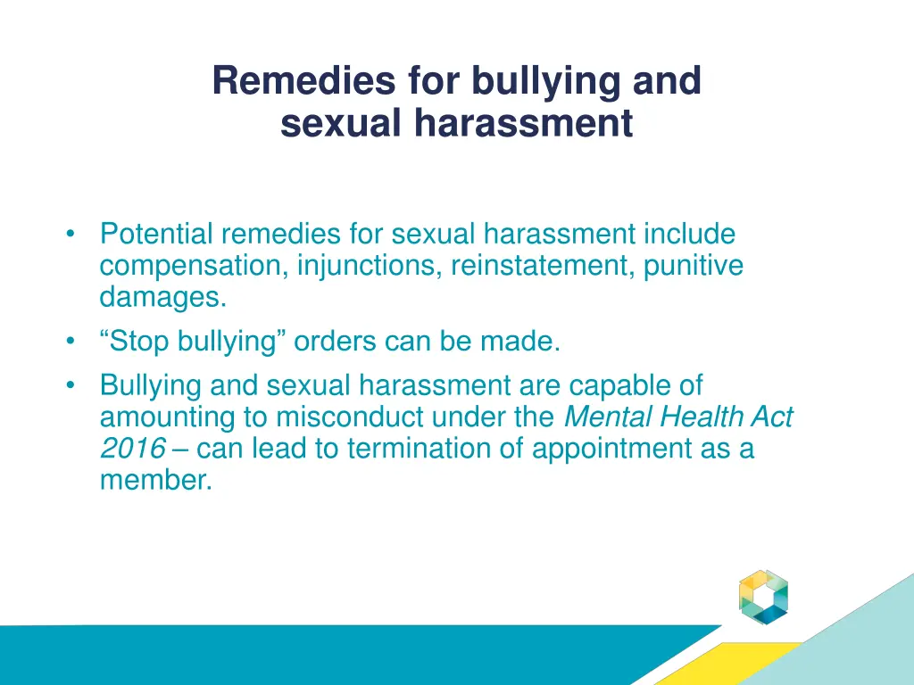 remedies for bullying and sexual harassment