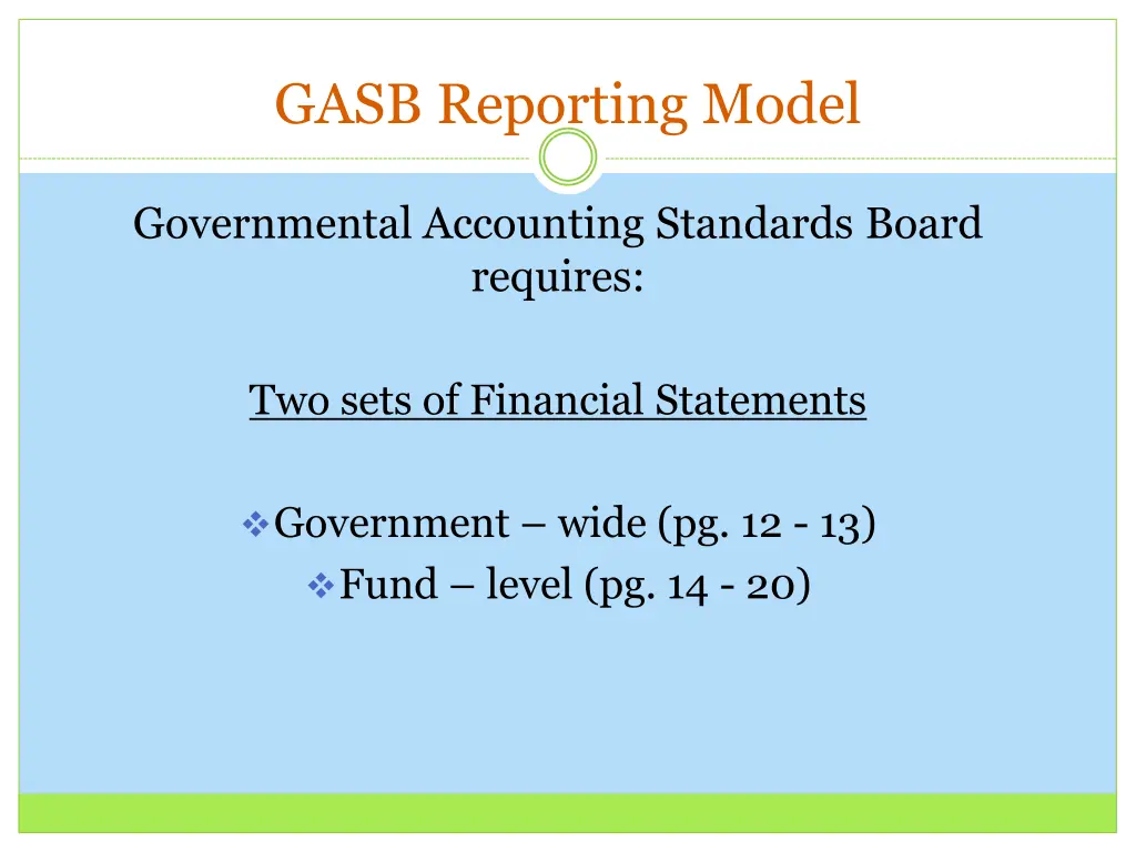 gasb reporting model