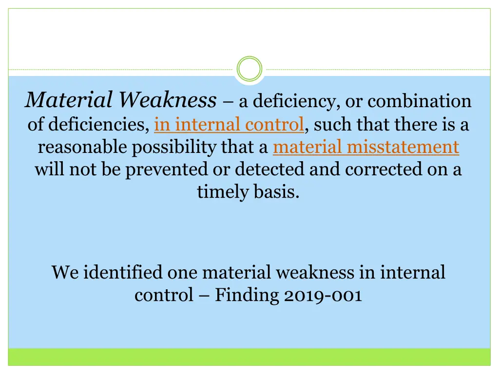 material weakness a deficiency or combination